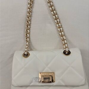 ALDO Cream Quilted Shoulder Bag with Gold Chain